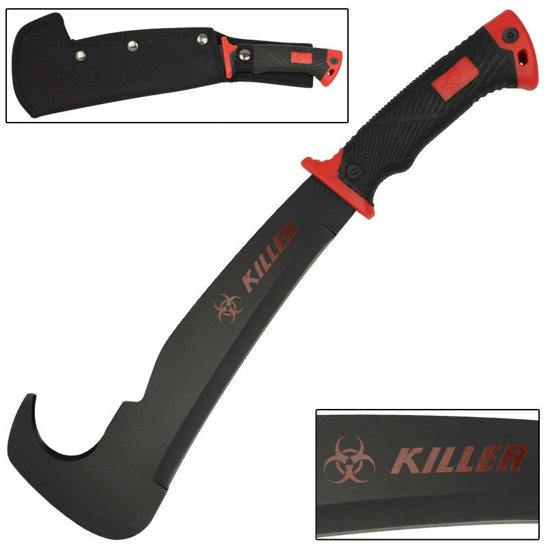 16.5 Inches Killer Red Bill Hook Machete With Scabbard - Tophatter's Inc. Weapons Store Online Collectible Weapons - Tophatter Daily Deals