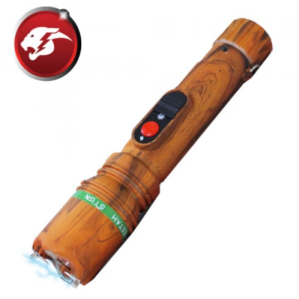 Powerful 10 Million Volt Flashlight Stun Gun Rechargeable Orange Camo Collectible Weapons - Tophatter Daily Deals