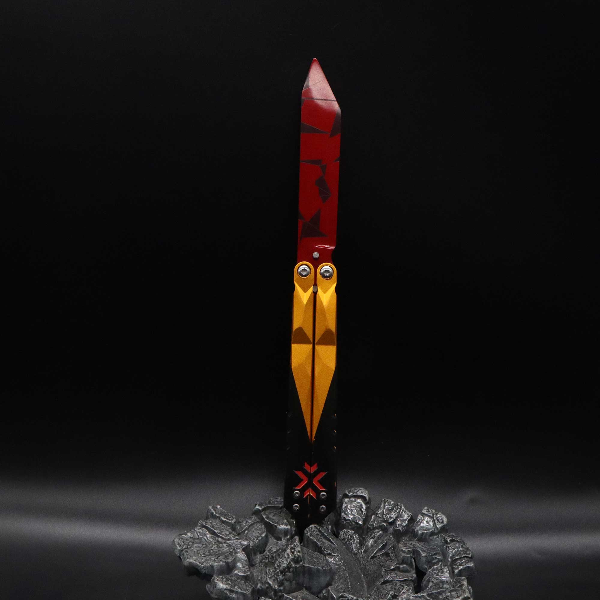 Metal Champion Butterfly Knife Blunt Blade Balisong Trainer Display Fan Art - Tophatter Daily Deals