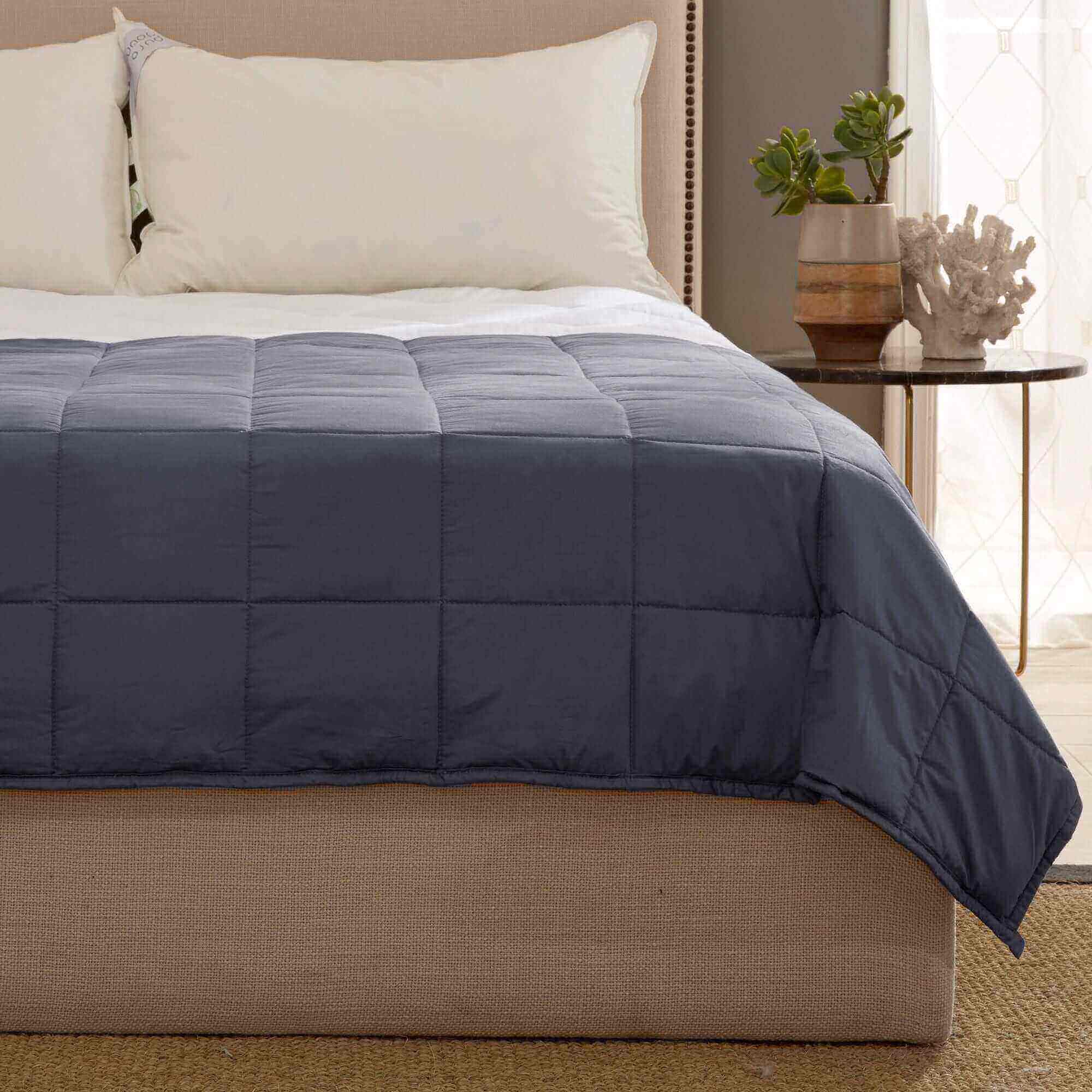 Kathy Ireland Weighted Blanket with Glass Beads Charcoal Grey Bedding - Tophatter Daily Deals