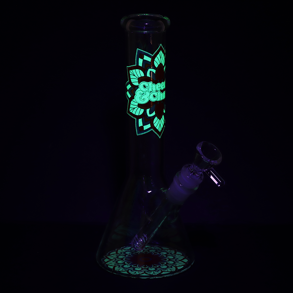 Cheech & Chong Glass Beaker Bong | Mandala Glow Bongs - Tophatter Daily Deals