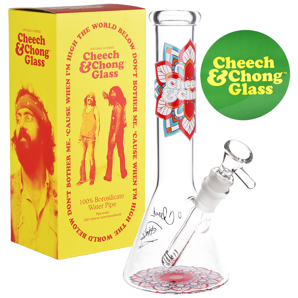 Cheech Badges Cheech & Chong Glass Beaker Bong | Mandala Glow – Tophatter's Inc.