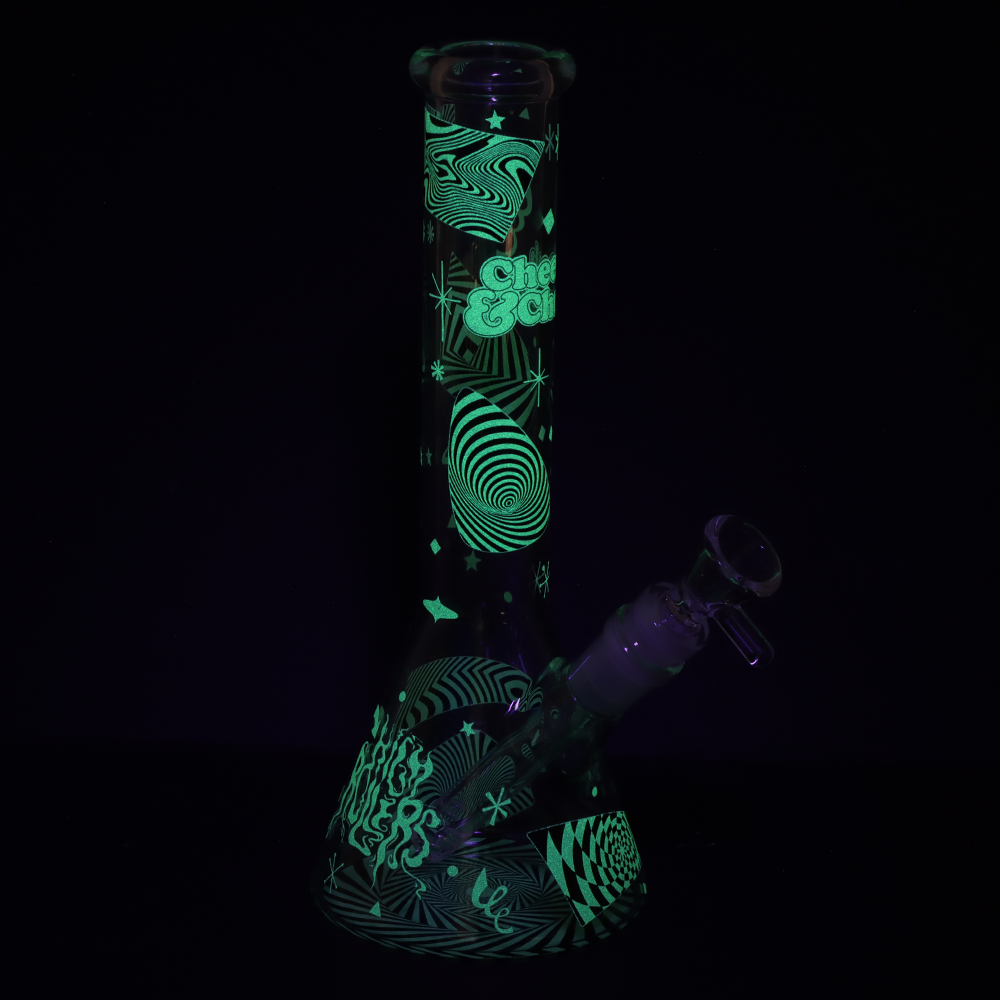 Cheech & Chong Glass Beaker Bong | Optical Illusion Glow Bongs - Tophatter Daily Deals