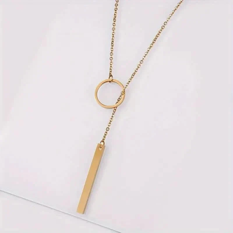 Chic Ethnic-Inspired Alloy Circle & Rod Pendant Necklace Necklaces - Tophatter Daily Deals