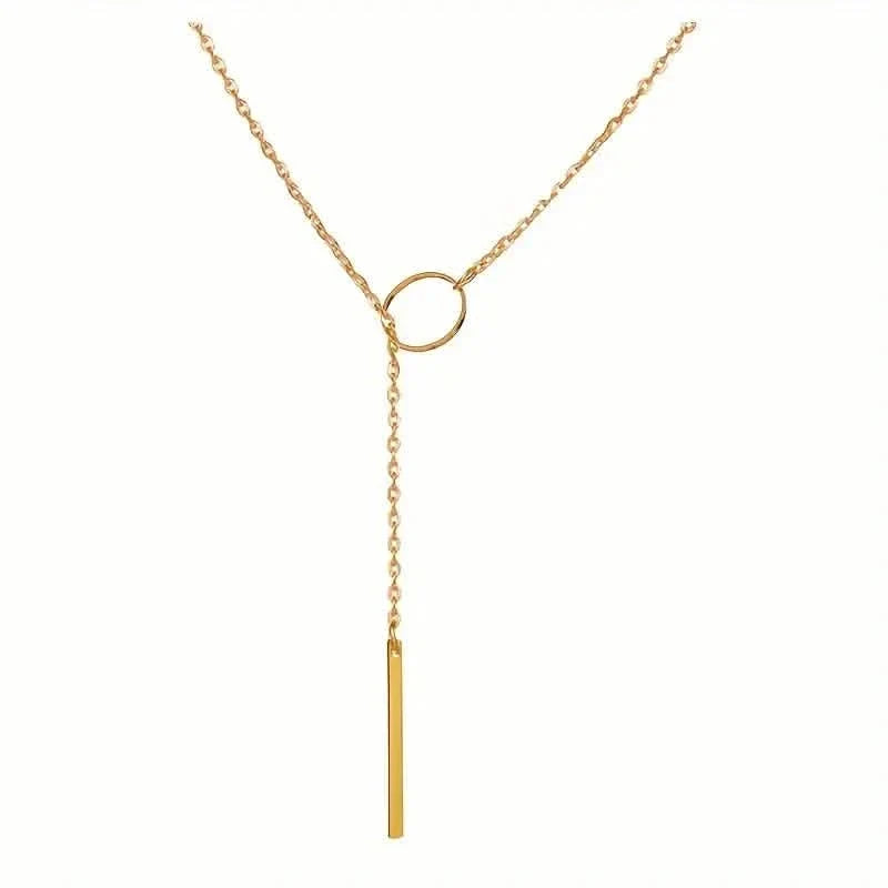 Chic Ethnic-Inspired Alloy Circle & Rod Pendant Necklace Gold Necklaces - Tophatter Daily Deals