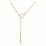 Chic Ethnic-Inspired Alloy Circle & Rod Pendant Necklace Gold Necklaces - Tophatter Daily Deals