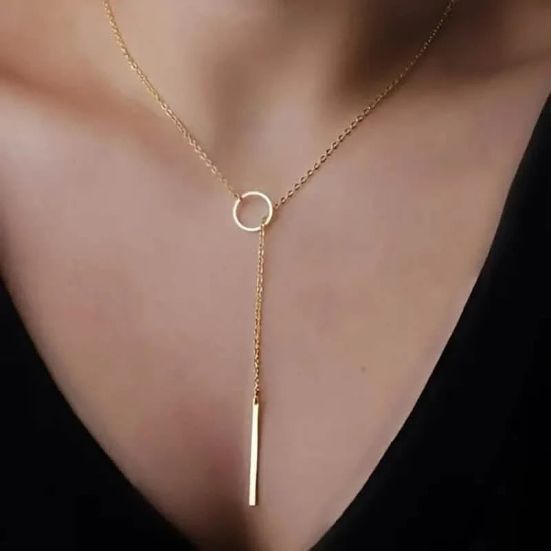 Chic Ethnic-Inspired Alloy Circle & Rod Pendant Necklace Necklaces - Tophatter Daily Deals