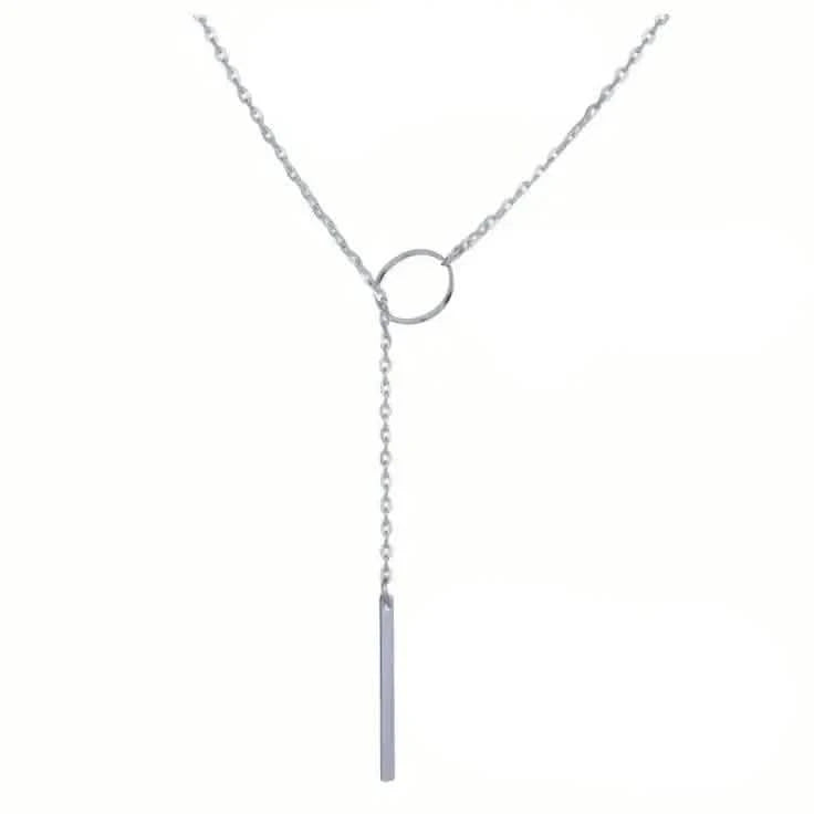 Chic Ethnic-Inspired Alloy Circle & Rod Pendant Necklace Silver Necklaces - Tophatter Daily Deals