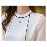 Blue Chiffon Blouse Shirt Blouses - Tophatter Daily Deals