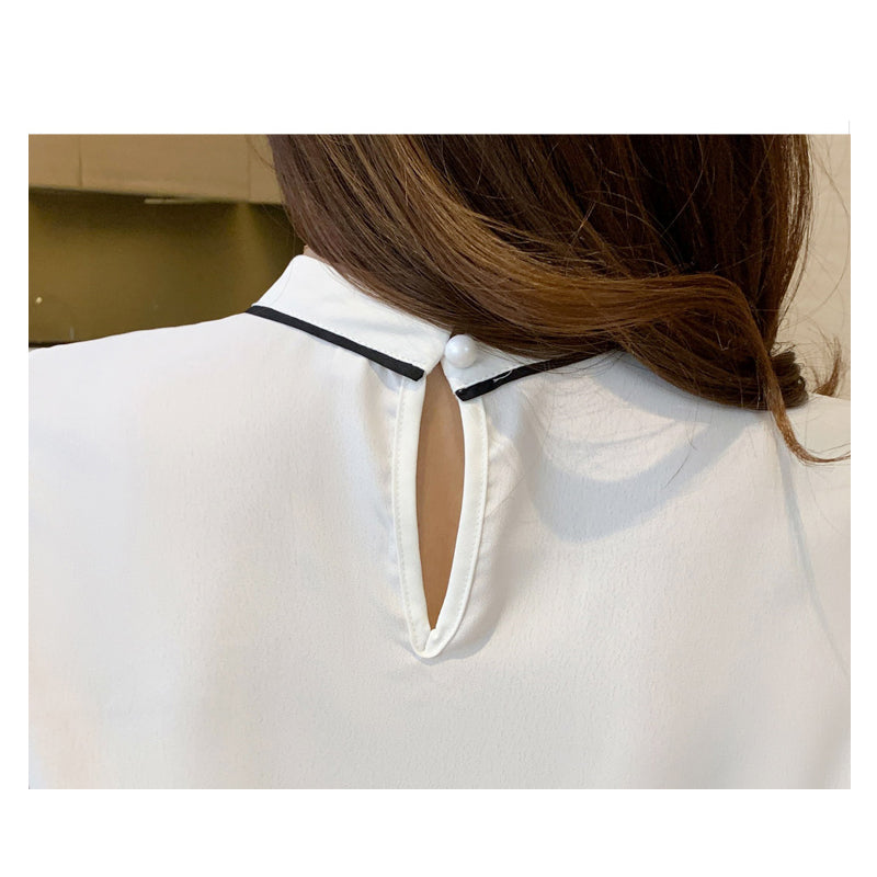 Blue Chiffon Blouse Shirt Blouses - Tophatter Daily Deals