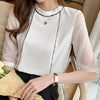 Blue Chiffon Blouse Shirt Blouses - Tophatter Daily Deals