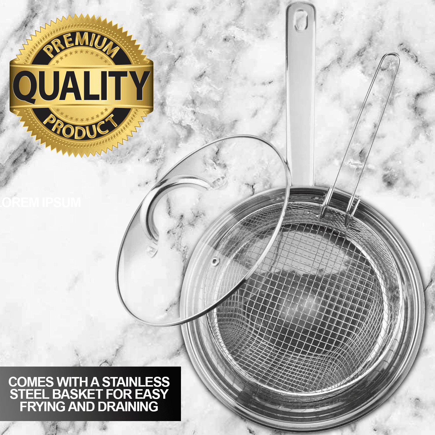 Chip Pan with Basket - Stainless Steel Deep Cook Fryer Pot Frying Basket Kitchen Cookware Cookware - Tophatter Daily Deals