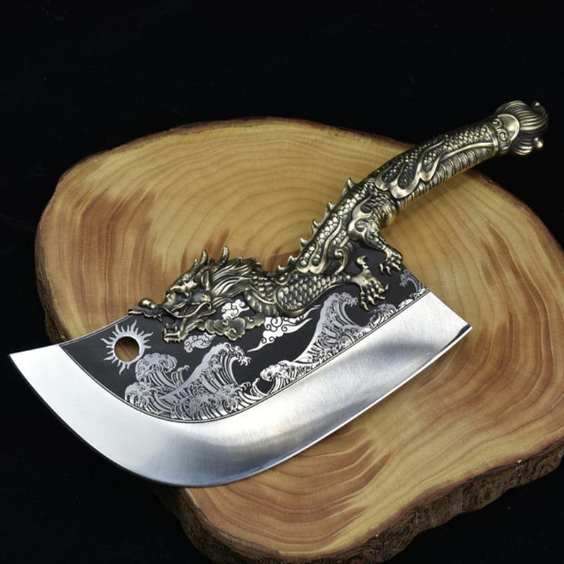Chivalry Knife Bone Cutting Knife Green Dragon Full Brass Handle - Tophatter Daily Deals