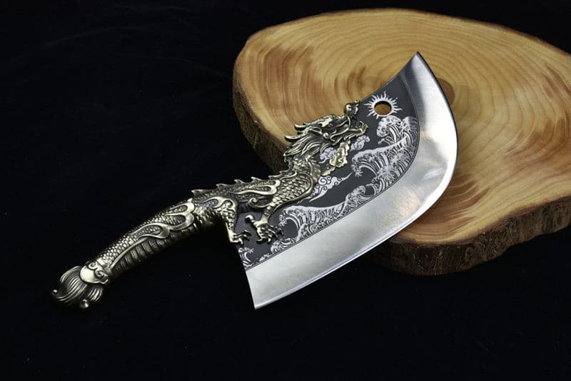 Chivalry Knife Bone Cutting Knife Green Dragon Full Brass Handle - Tophatter Daily Deals