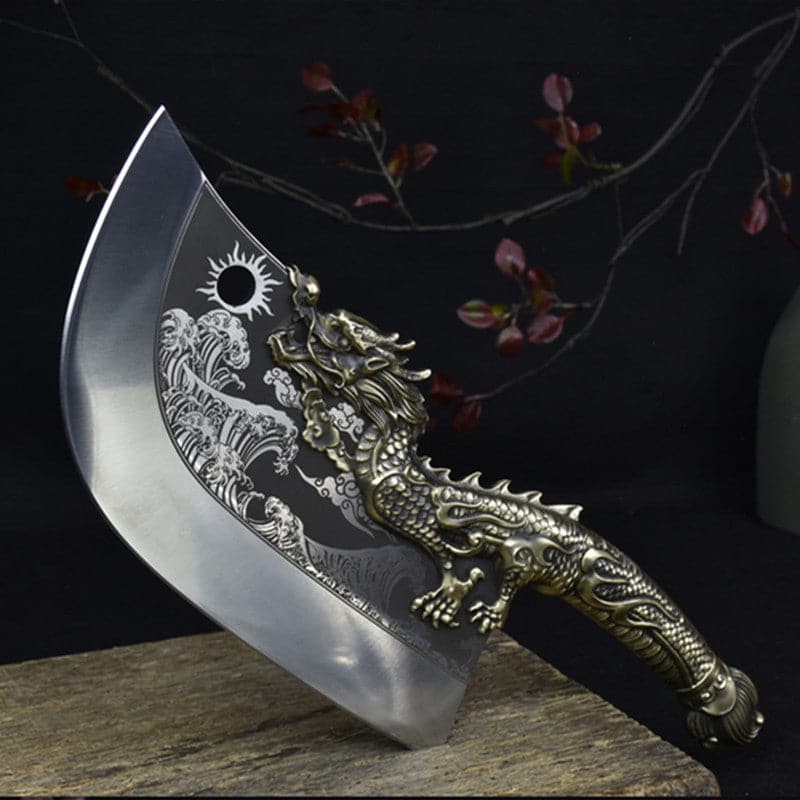 Chivalry Knife Bone Cutting Knife Green Dragon Full Brass Handle - Tophatter Daily Deals