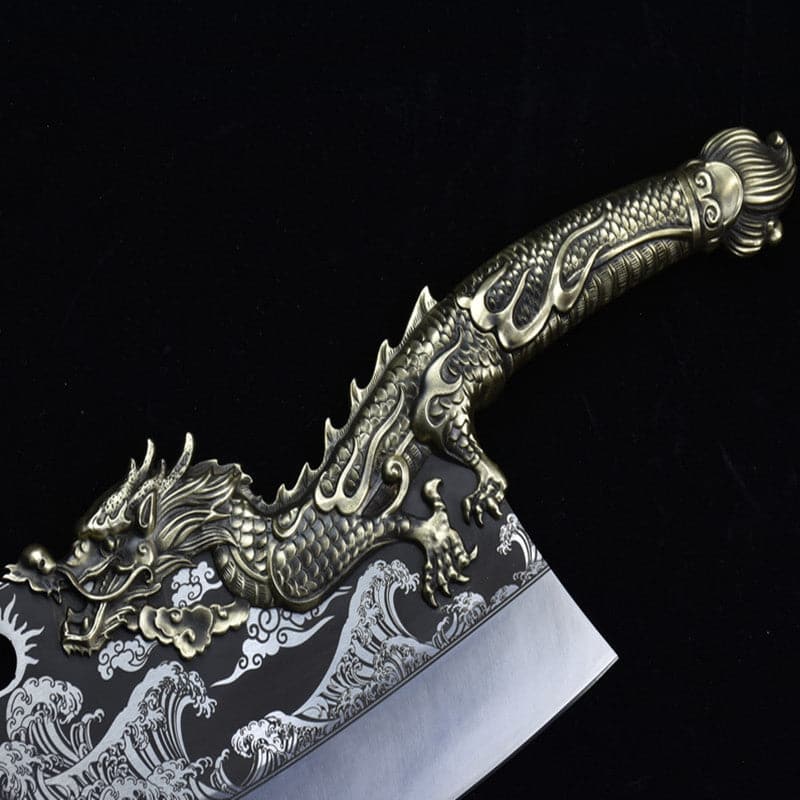 Chivalry Knife Bone Cutting Knife Green Dragon Full Brass Handle - Tophatter Daily Deals