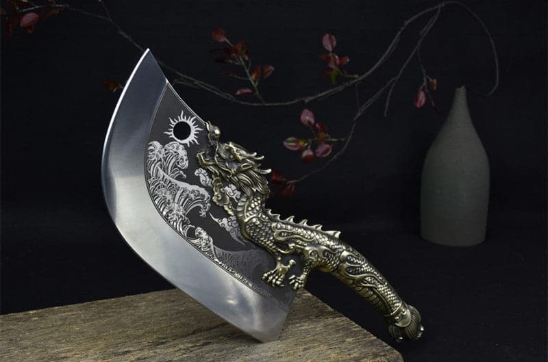 Chivalry Knife Bone Cutting Knife Green Dragon Full Brass Handle - Tophatter Daily Deals