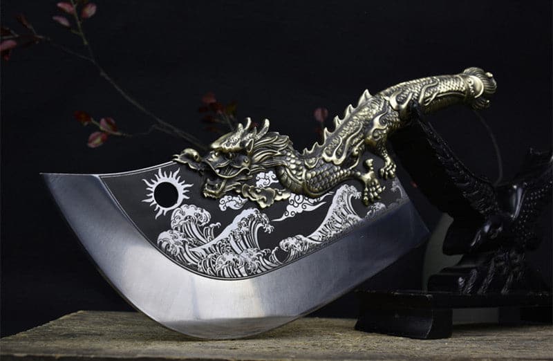 Chivalry Knife Bone Cutting Knife Green Dragon Full Brass Handle - Tophatter Daily Deals