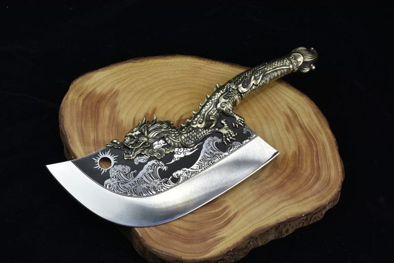 Chivalry Knife Bone Cutting Knife Green Dragon Full Brass Handle - Tophatter Daily Deals
