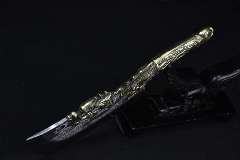 Chivalry Knife Bone Cutting Knife Green Dragon Full Brass Handle - Tophatter Daily Deals