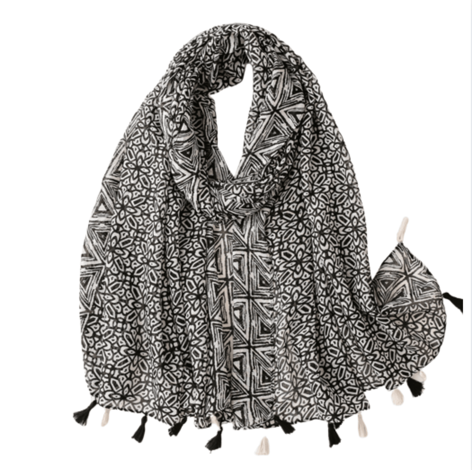 Black Multi Pattern Scarf Multi Scarves - Tophatter Daily Deals