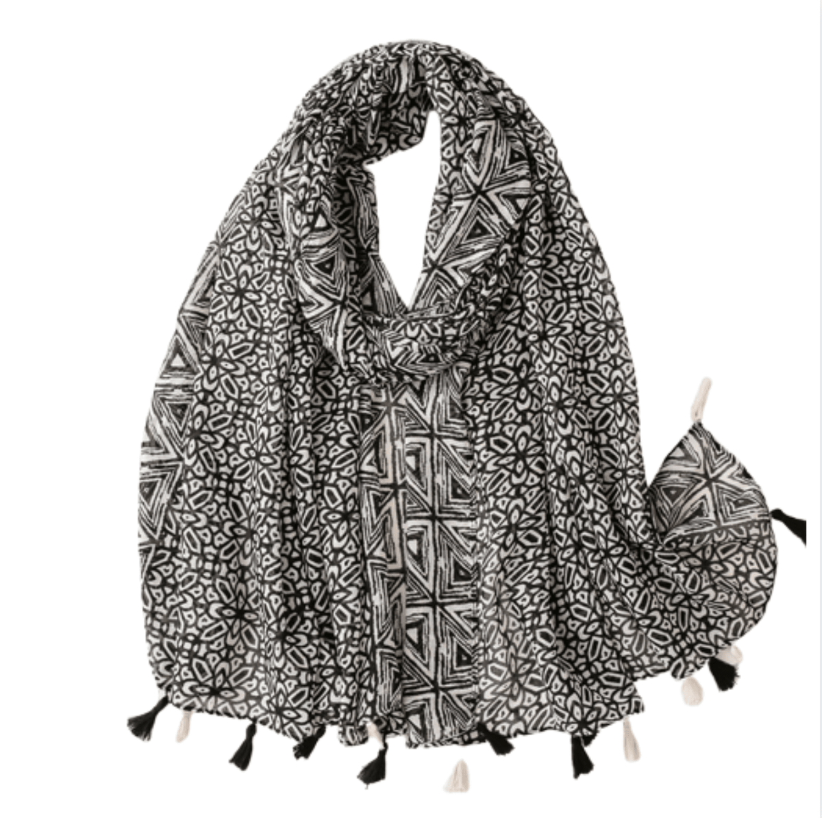 Black Multi Pattern Scarf Multi Scarves - Tophatter Daily Deals