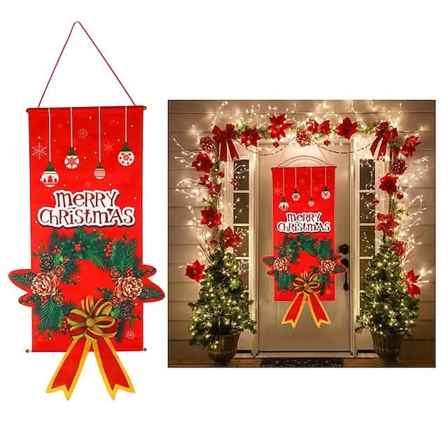 Christmas Door Hanging Flag Decor Garland Seasonal Decor - Tophatter Daily Deals