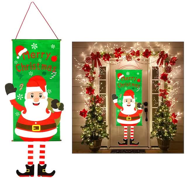 Christmas Door Hanging Flag Decor Santa Claus Seasonal Decor - Tophatter Daily Deals