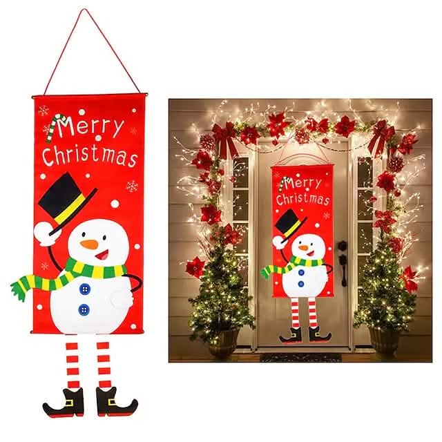Christmas Door Hanging Flag Decor Snowman Seasonal Decor - Tophatter Daily Deals