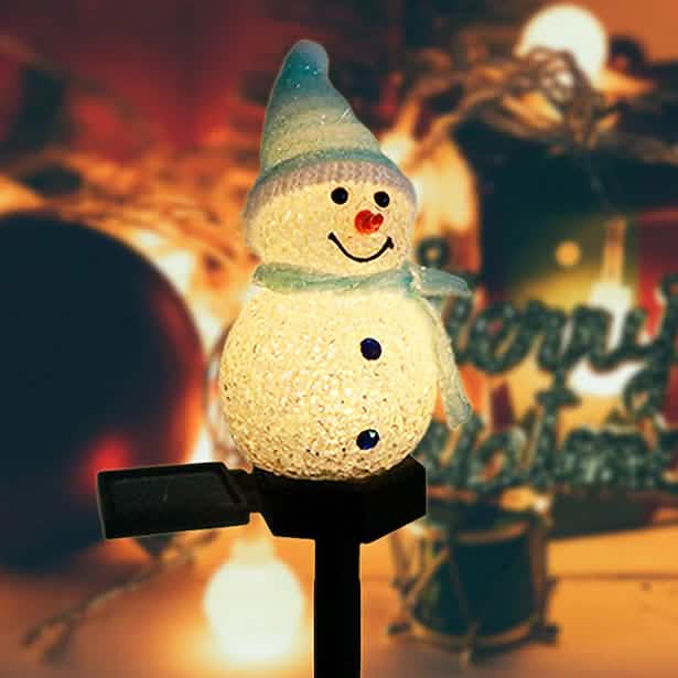 Christmas Snowman Light Solar Blue Seasonal Decor - Tophatter Daily Deals