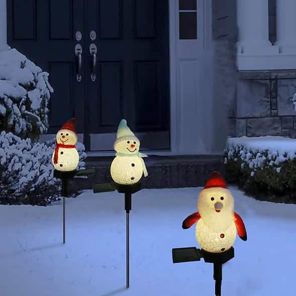 Christmas Snowman Light Solar Seasonal Decor - Tophatter Daily Deals