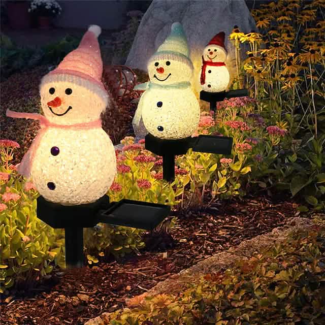 Christmas Snowman Light Solar Seasonal Decor - Tophatter Daily Deals