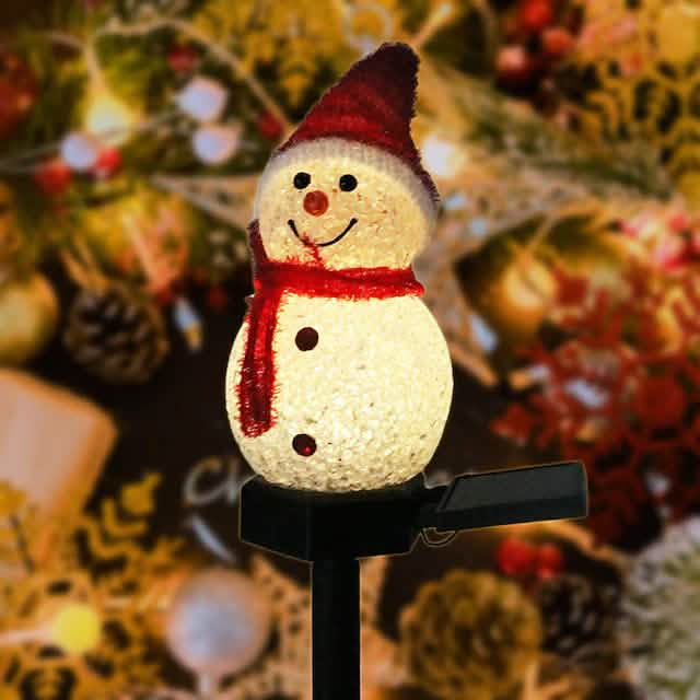 Christmas Snowman Light Solar Red Seasonal Decor - Tophatter Daily Deals