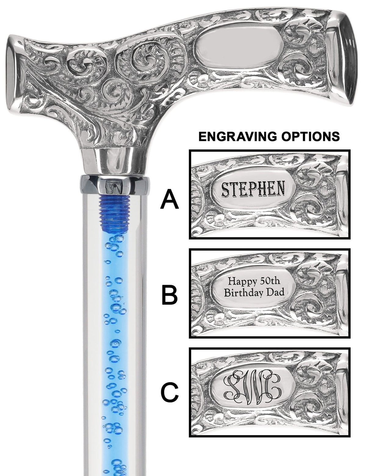 Make It Yours: Color Invisible Clear Shaft w/ Premium Chrome Brass Cane Clear Lucite Walking Canes - Tophatter Daily Deals