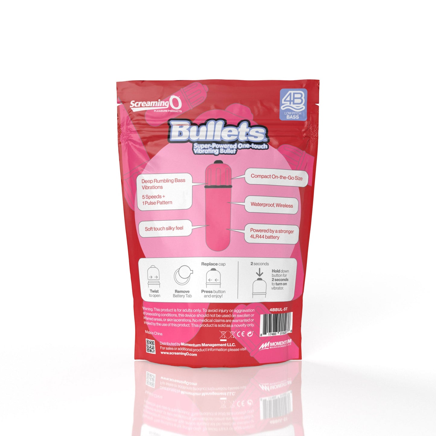 Bullets 4B Low Pitch Bass (Strawberry) > Vibrators > Mini Vibrators - Tophatter Daily Deals