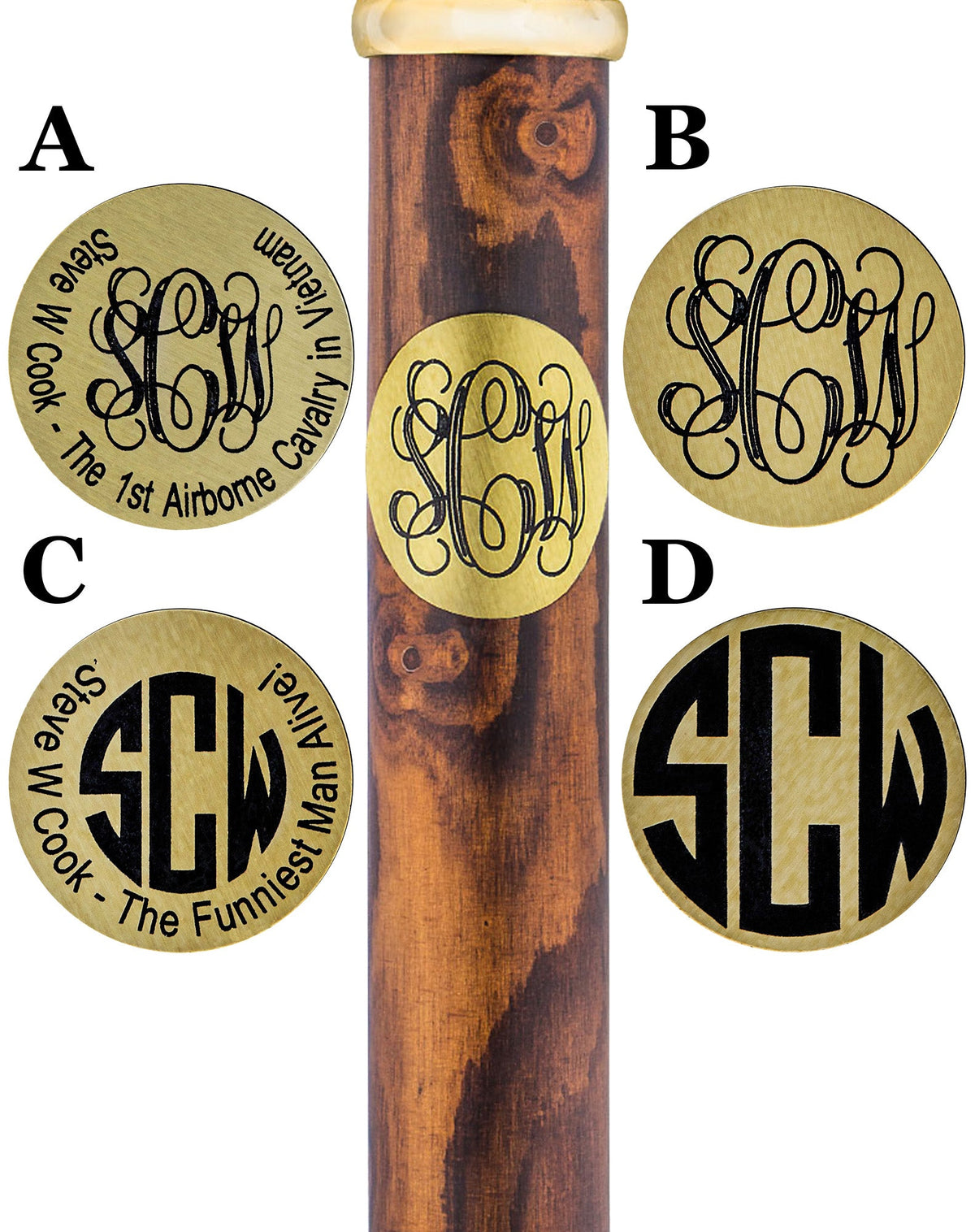 Custom Engraving on Brass Circle: Make Your Cane Unique Walking Cane Engraving - Tophatter Daily Deals