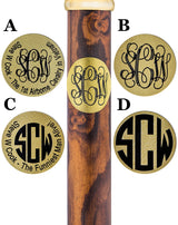 Custom Engraving on Brass Circle: Make Your Cane Unique Walking Cane Engraving - Tophatter Daily Deals