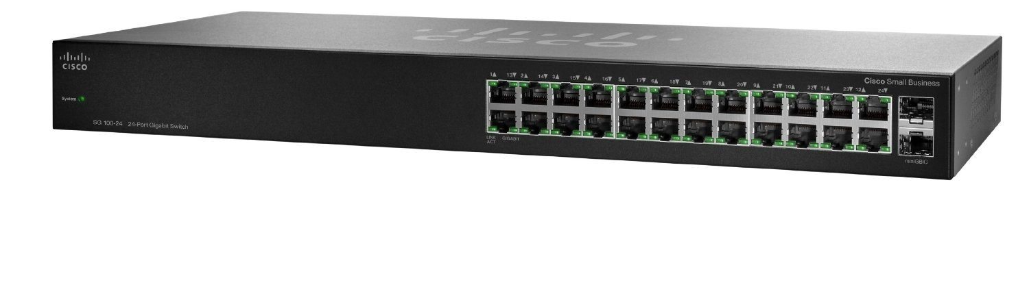 Cisco Systems SG100-24 24-Port Gigabit Switch (Refurbished) Gigabit Switch - Tophatter Daily Deals