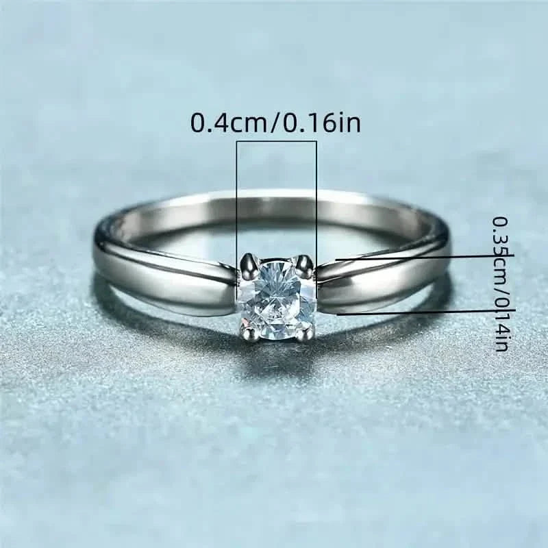 Classic 4-prong Set Round Zirconia Ring For Women Rings - Tophatter Daily Deals