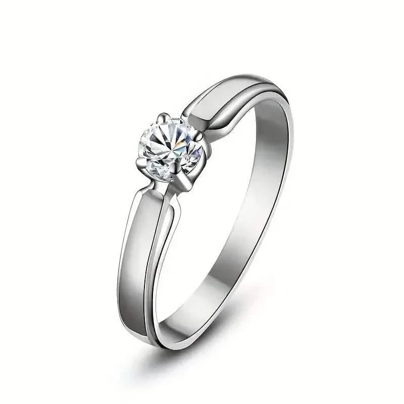 Classic 4-prong Set Round Zirconia Ring For Women Rings - Tophatter Daily Deals