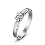 Classic 4-prong Set Round Zirconia Ring For Women Rings - Tophatter Daily Deals