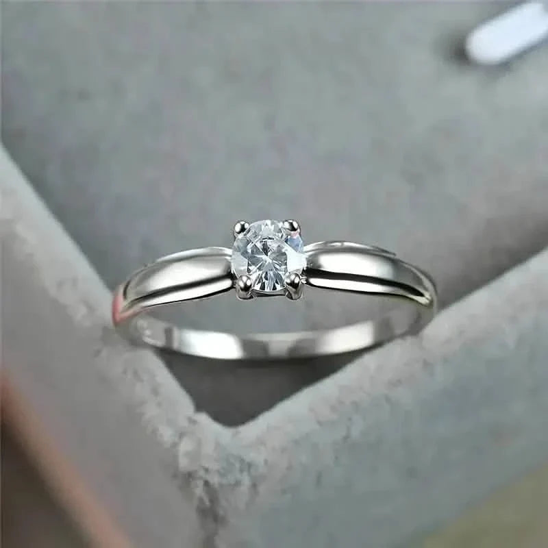 Classic 4-prong Set Round Zirconia Ring For Women Rings - Tophatter Daily Deals