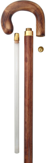 Beechwood Brandy/Smuggler Tourist Walking Cane with Beechwood Shaft and Brass Collar - Tophatter Daily Deals