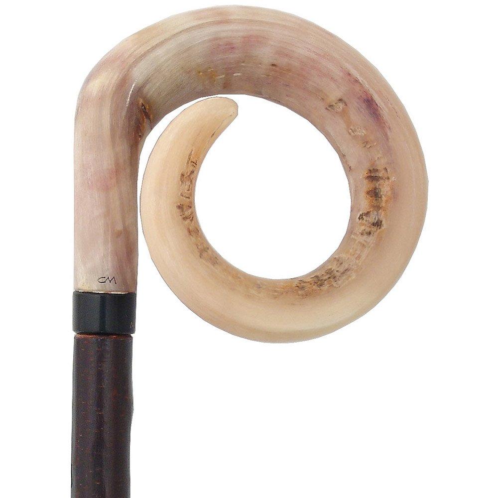 Curly Rams horn Handle Hiking Staff With Blackthorn wood Shaft Irish Blackthorn Canes - Tophatter Daily Deals