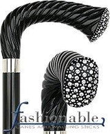 Scratch and Dent Rhinestone Opera Handle Walking Cane With Black Beechwood Shaft and Silver Collar V3151 - Tophatter Daily Deals