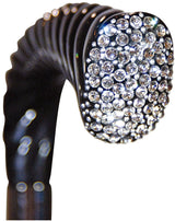 Scratch and Dent Rhinestone Opera Handle Walking Cane With Black Beechwood Shaft and Silver Collar V3151 - Tophatter Daily Deals