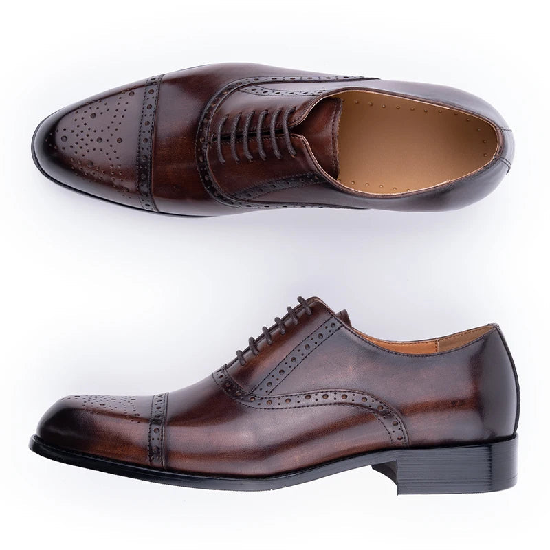Classic Cowhide Brogue Shoe Formal Office Men Dress Shoes Men Dresses Shoes - Tophatter Daily Deals