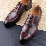 Classic Cowhide Brogue Shoe Formal Office Men Dress Shoes Men Dresses Shoes - Tophatter Daily Deals