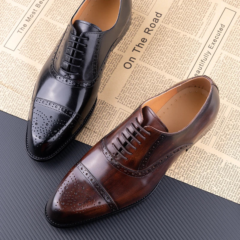 Classic Cowhide Brogue Shoe Formal Office Men Dress Shoes Men Dresses Shoes - Tophatter Daily Deals
