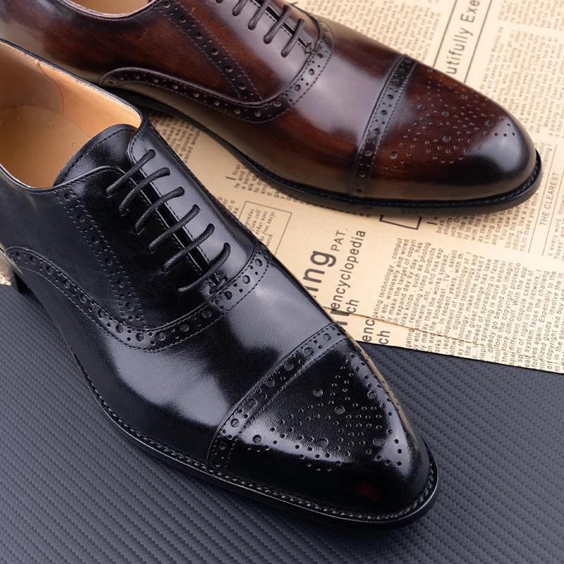 Classic Cowhide Brogue Shoe Formal Office Men Dress Shoes Men Dresses Shoes - Tophatter Daily Deals